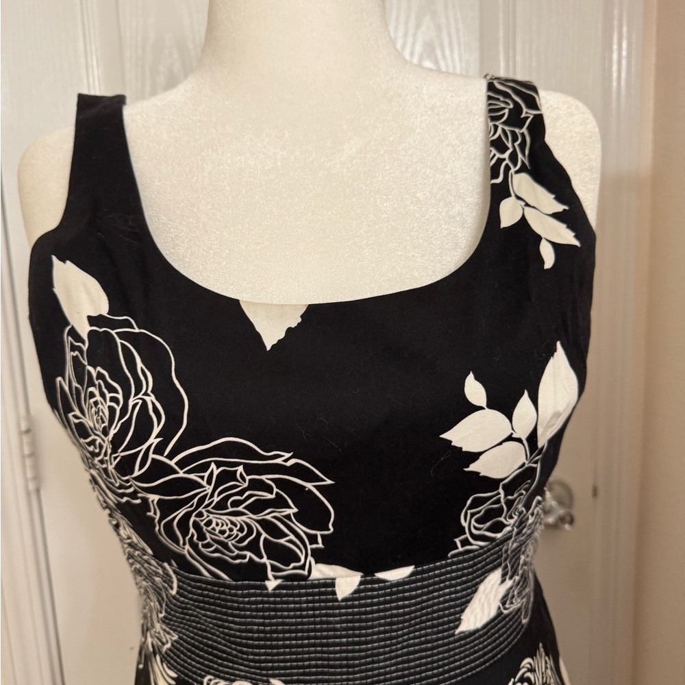 Donna Ricco Black and Cream, Fitted Elegant Dress - Picture 3 of 8